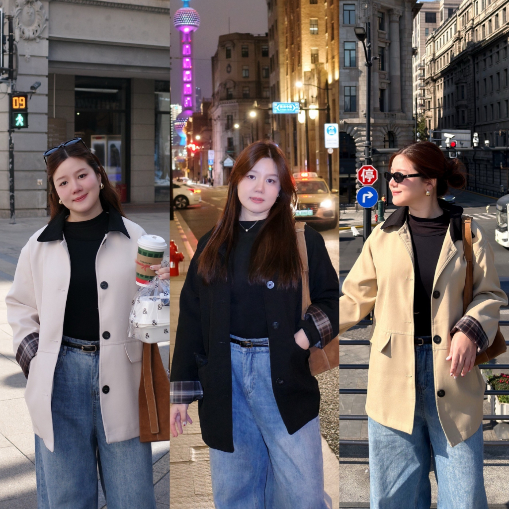 (❤️อกถึง 53") Street Sophisticate เสื้อแจ็คเก็ตสาวอวบ เสื้อคลุม