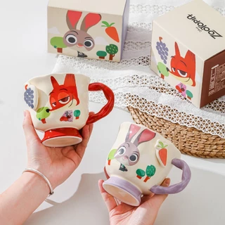 【ของแท้】ซูโตรเปีย Zootopia แก้วเซรามิก 380ml 🦊🐰 จูดี้/นิค ลายน่ารัก พร้อมกล่องสวย ใช้เองหรือให้เป็นของขวัญ ของขวัญสำหรับ