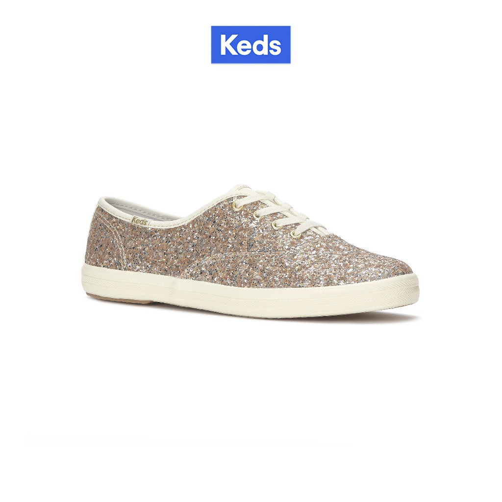 KEDS รองเท้าผ้าใบแบบผูกเชือก รุ่น CHAMPION GLITTER CELEBRATION สีโกลด์ ( KW-CHAMP3.5-710 )
