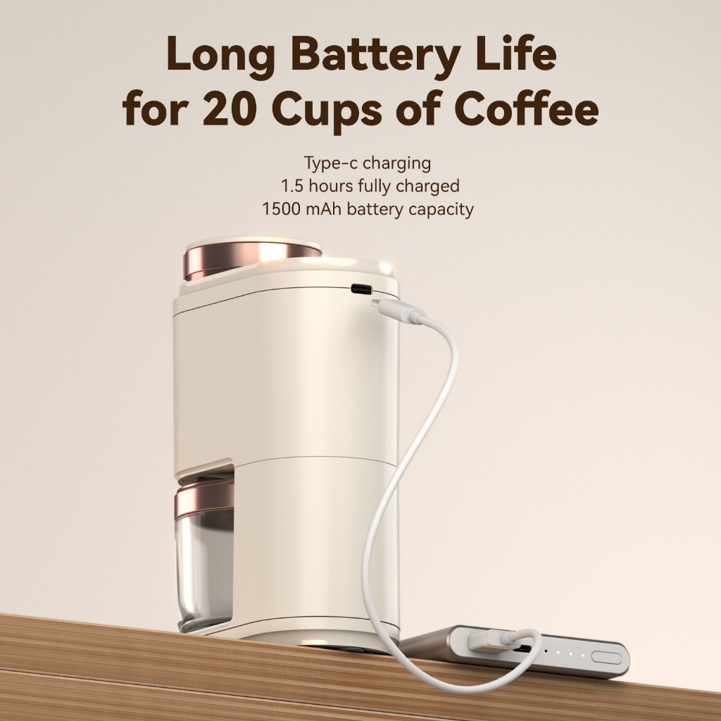 เครื่องบดกาแฟไฟฟ้าพกพา Portable Coffee Grinder Rechargeable Cordless Coffee Bean Grinder for Espresso/Drip/Cold Brew - รูปที่ 4