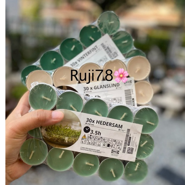 🕯 เทียนทีไลท์มีกลิ่นหอม มีให้เลือก 5 กลิ่น 30 ชิ้น/แพ็ค By IKEA