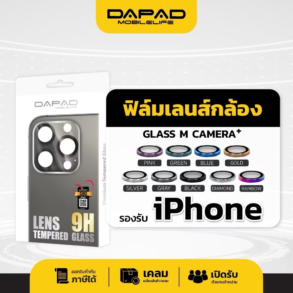 DAPAD Camera Lens protector ฟิล์มกระจกเลนส์กล้อง IPHONE 16 PRO MAX 16 PRO 16 PLUS 16 กระจกเลนส์กล้อง