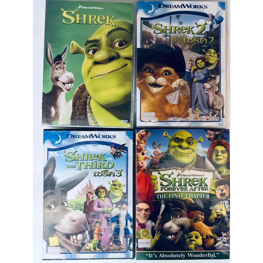 DVD 4 Part 4 Disc : Shrek (2001) + Shrek 2 (2004)+Shrek The Third (2007)+Shrek Forever After (2011)