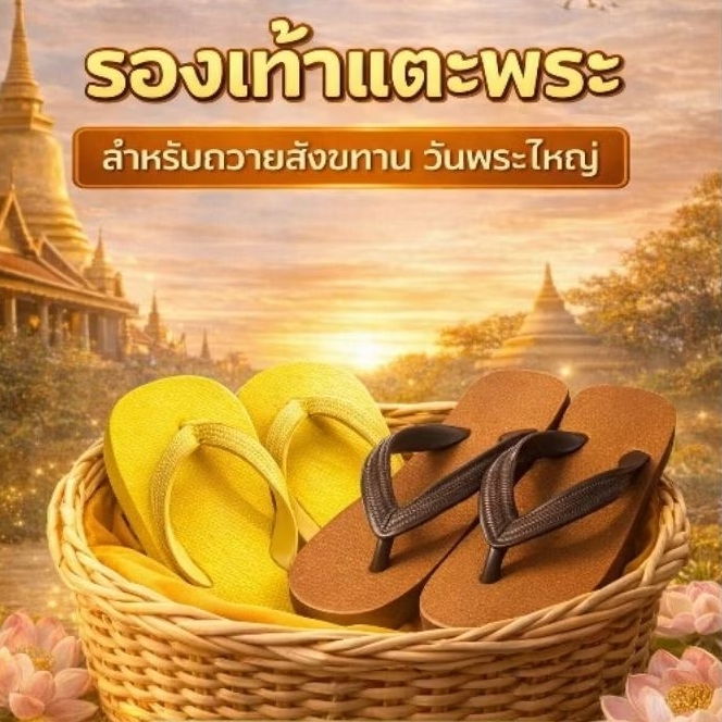 รองเท้าแตะแบบหนีบพระสงฆ์ รองเท้าถวายพระ ถวายสังฆทาน