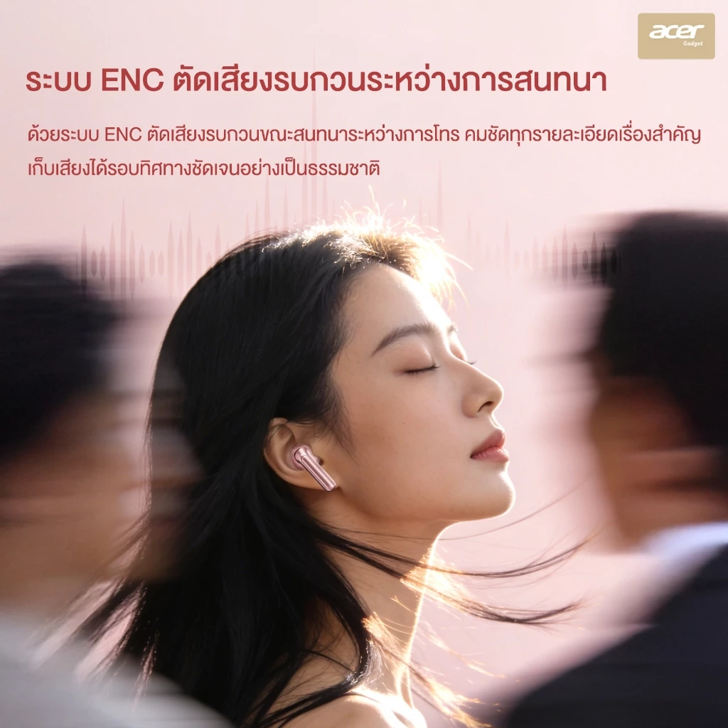 Acer OHR722 หูฟัง TWS Bluetooth 5.4 ENC Hi-Fi ใส่สบาย thumbnail 3