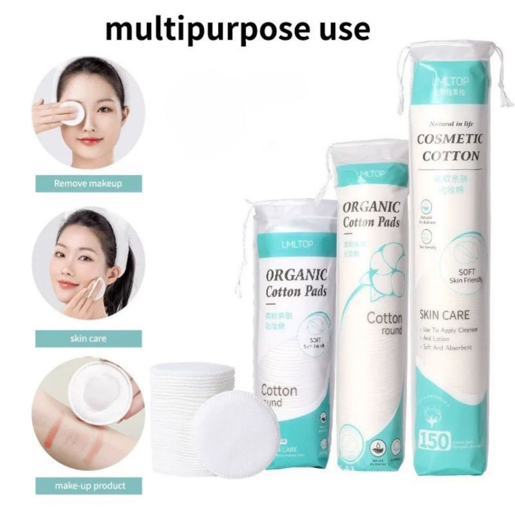 COTTON-ROUND Cotton Rounds for Face สำลีแผ่นกลม สำหรับเช็ดหน้า ล้างเครื่องสำอาง แผ่นสำลีรีดขอบ ไม่เป็นขุยเนื้อนุ่มแน่น