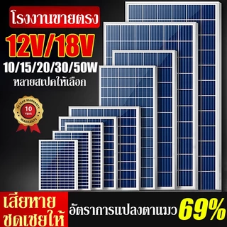 แผงโซล่าเซลล์ โมโน 12V/18V 10W/15W/20W/30W/50W กันน้ำ monocrystalline solar cell  Polycrystalline