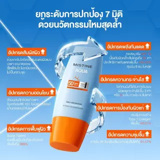 【FLASH NEW】MISTINE AQUA BASE DAILY PROTECTION BRIGHT&LIGHT FACE SUNSCREEN PRO SPF50+ PA++++ วันสงกรานต์ กันแดดกัน