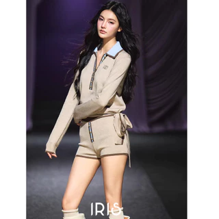 IRIS BOUTIQUE 26ss IRIS.2 IT34079 Angle Setเซ็ตแฟชั่นดีไซน์เรียบแต่มีลูกเล่น เสื้อแขนยาวคอปก กางเกงขาสั้นเข้าชุด ทรงสวย