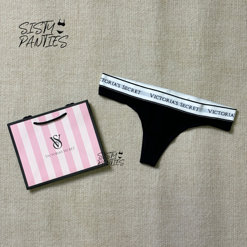 (สินค้าพร้อมส่ง) Victoria's Secret กางเกงชั้นในผู้หญิง Logo Cotton Thong Panty ของแท้ 100%