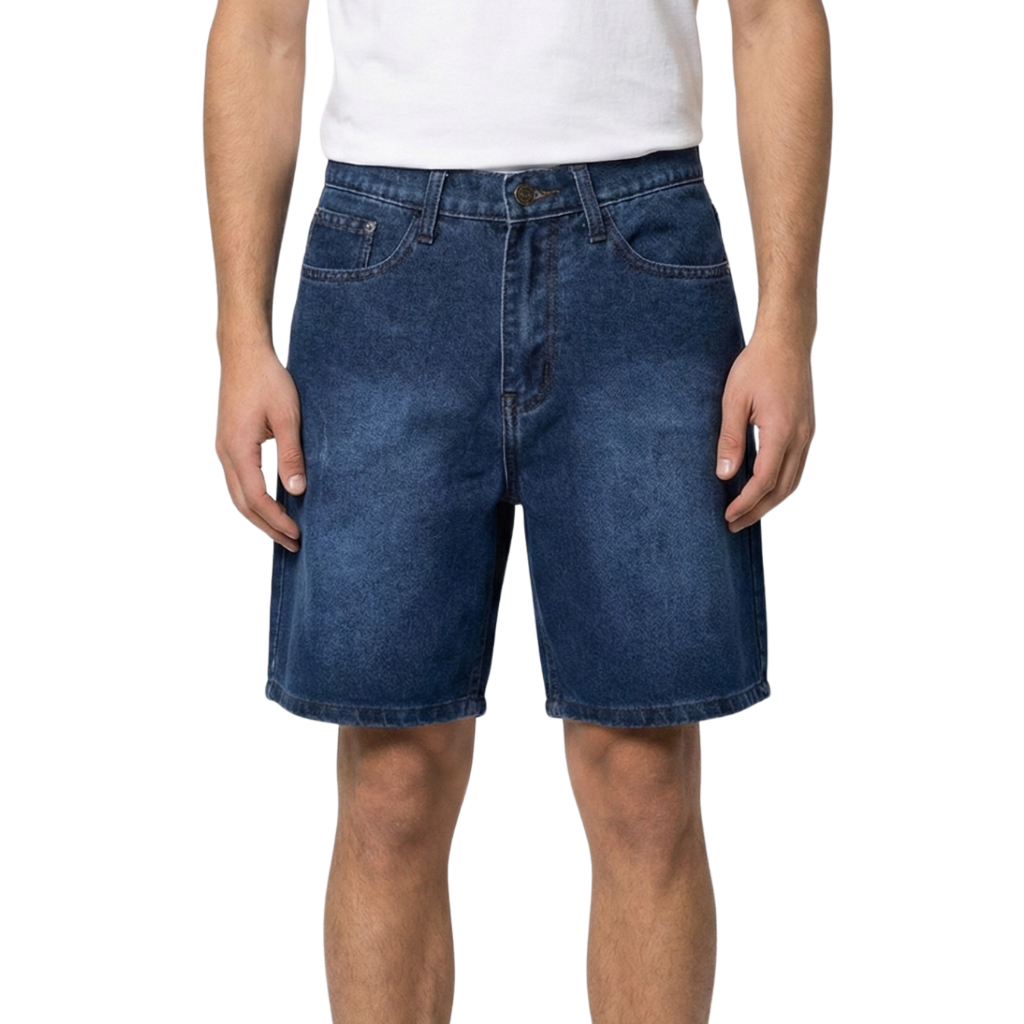 MEDIA JEANS กางเกงยีนส์ ผู้ชาย ขาสั้น สีน้ำเงินเข้ม (MS02/2)
