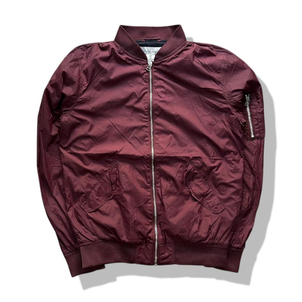H&M Red Burgundy Bomber Jacket(S02) มือสอง รอบอก 42”