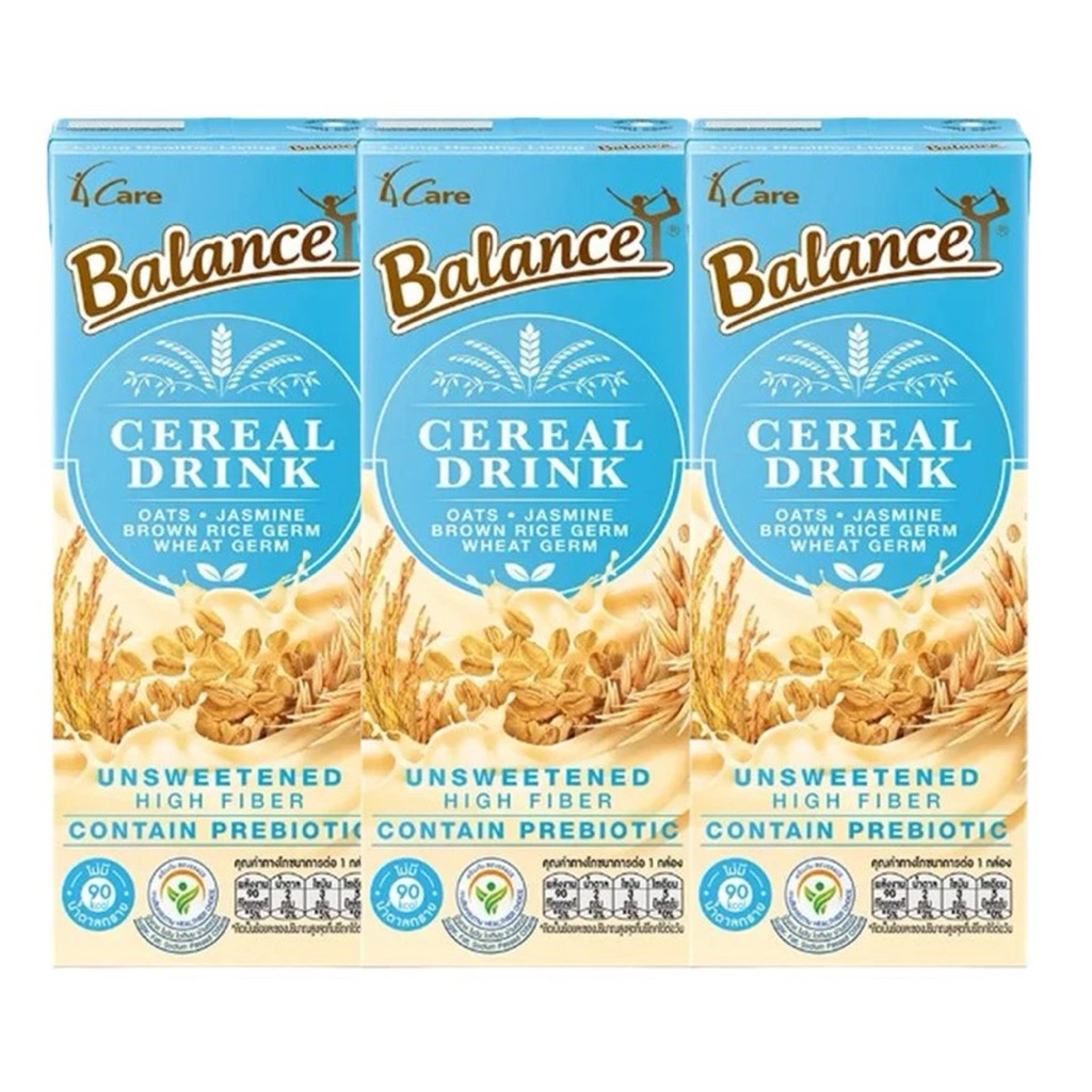 4CARE Balance ซีเรียลดริ๊งค์ นมธัญพืช(180 ml x 3 กล่อง) น้ำตาลน้อย ไฟเบอร์สูง