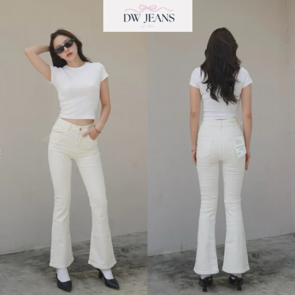 (🚚ส่งด่วน) MAYGAN กางเกงยีนส์เอวกลางขาม้าเล็กผ้ายืด M01 E01 DWjeans