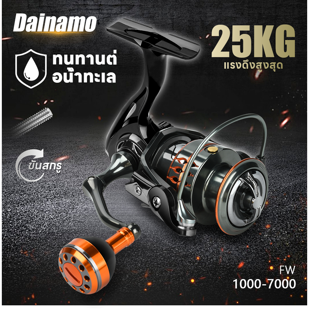 Dainamo รอกตกปลาแบบหมุนได้ อัลลอยด์น้ำหนักเบาพิเศษ แกนม้วนลึก ด้ามสั้น 25 กก. 5+1BB เหมาะสำหรับการตกปลาน้ำจืดและน้ำเค็ม