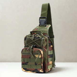 CAMO 600D กระเป๋าคาดอก สีทราย กระเป๋าสะพายข้าง ทหาร แคมป์ปิ้ง เดินป่า