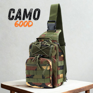 CAMO 600D กระเป๋าคาดอก สีลายทหาร กระเป๋าสะพายข้าง ทหาร แคมป์ปิ้ง เดินป่า