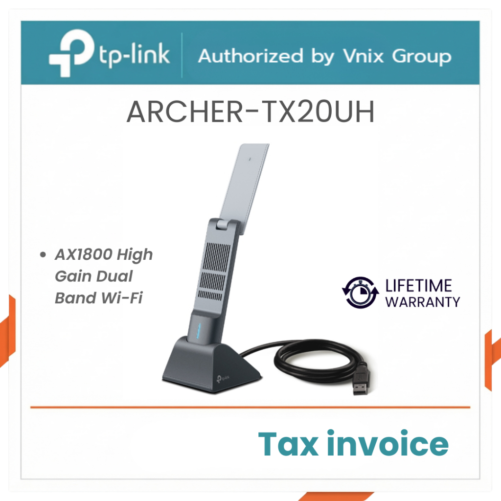 TP-LINK ARCHER TX20UH AX1800 HIGH GAIN WIRELESS USB รับประกันตลอดการใช้งาน By Vnix Group