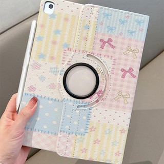 🌻24 ชั่วโมง🌻Case iPad Gen12 Gen11 Air7 Flower bow เคสiPadหมุน 360°Gen10 Air8 Pro11/13 2025 วัสดุหนัง