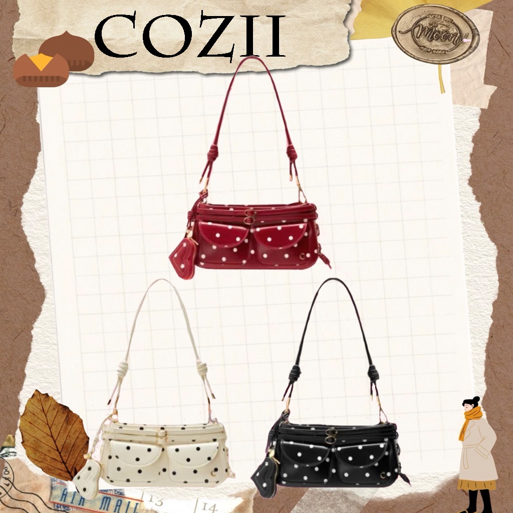 รับประกันสินค้าแท้ 100 %Cozii bag Alice Double Double Bag In Polka Dot ผู้หญิงแฟชั่นกระเป๋าถือ