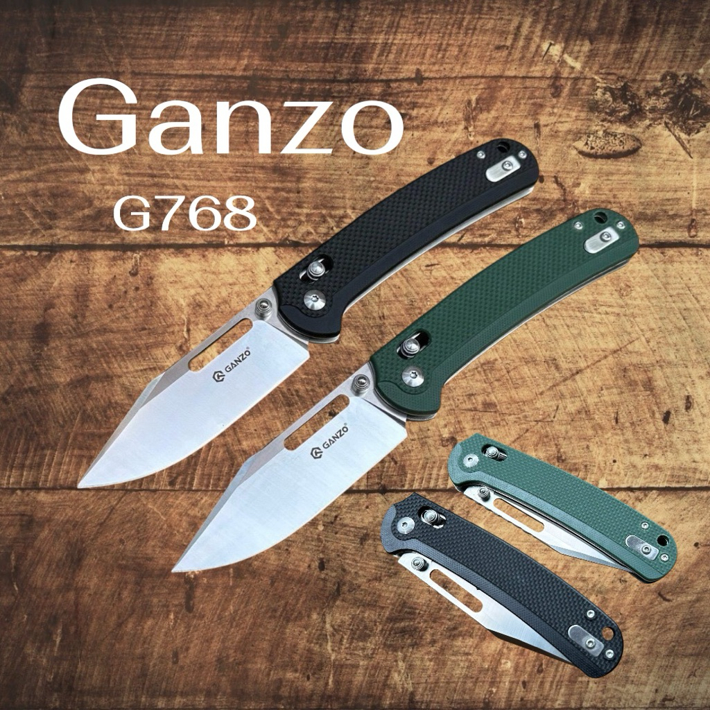 มีดพับGanzo G768 ของแท้100% วัสดุใบมีด D2 ความแข็ง 60 HRC วัสดุด้ามจับ G10 ใบมีดยาว 3.5 นิ้ว