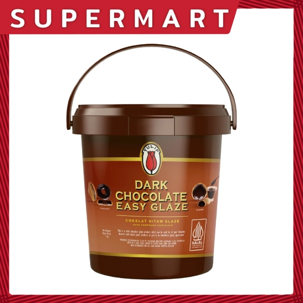 Tulip Dark Chocolate Easy Glaze 1 kg. | ทิวลิป ดาร์ก ช็อกโกแลต อีซี่เกลซ 1 กก. (ถัง) #1199003