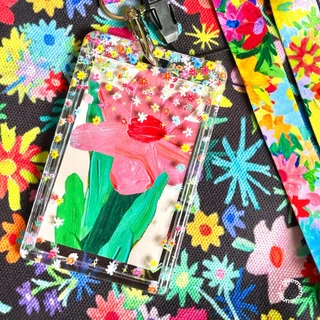 card holder ที่ใส่บัตร ใส่รูป อะคริลิกใส พิมพ์ลายดอกไม้น่ารัก give.me.museums
