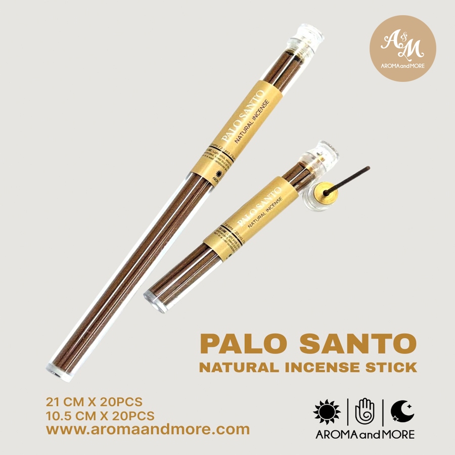 Aroma&More Incense Sticks-Palo santo ธูปหอมพาโล ซานโตแบบก้าน-เปรู หอมนุ่มอบอุ่น สงบผ่อนคลาย พร้อมฐานรองธูปโลหะ ใช้สะดวก
