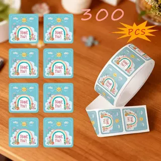 สติ๊กเกอร์ขอบคุณ สี่เหลี่ยม สติ๊กเกอร์ติดกล่อง ติดแก้ว ตกแต่ง sticker thankyou