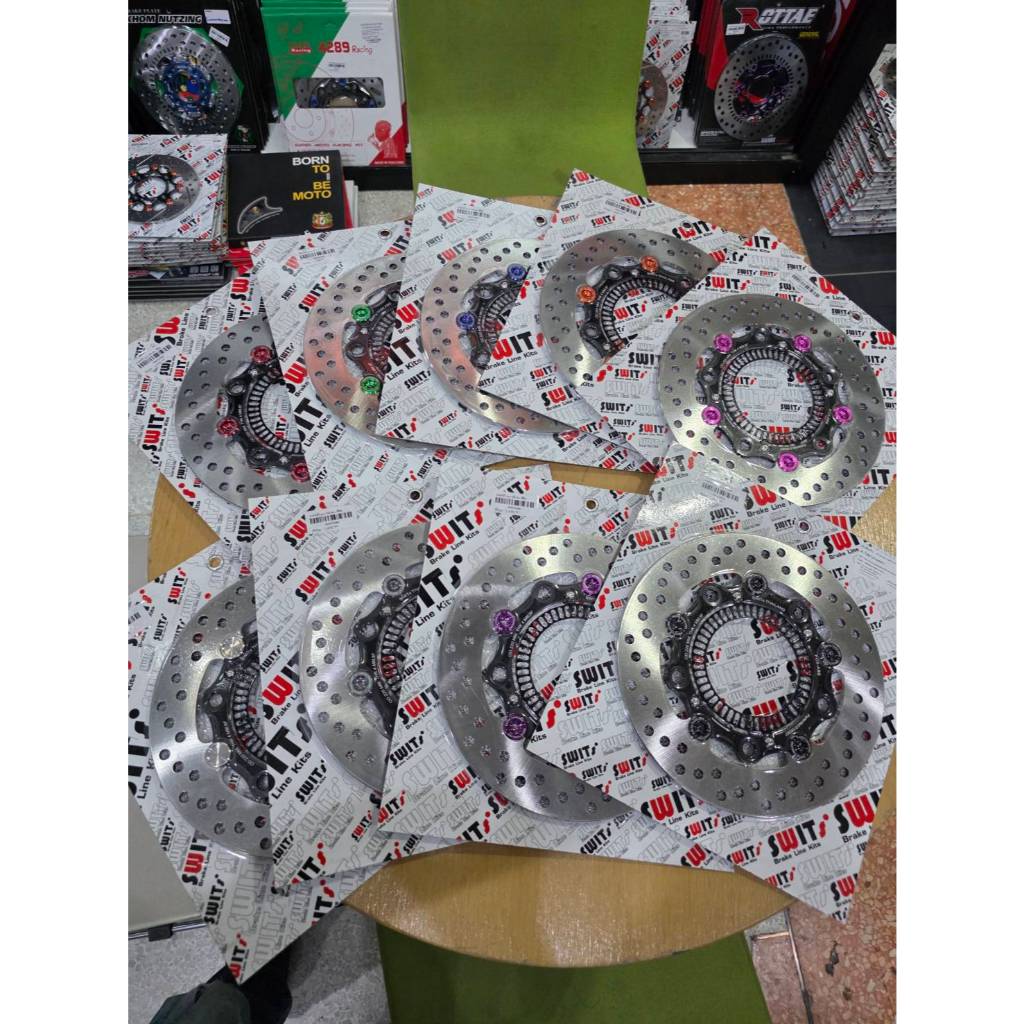 จานหน้ากลม PCX160 ABS SWITS จาน220MM 5 มุด มีสี แดงดำ เขียวดำ น้ำเงินดำ ส้มดำ ชมพูดำ เงินดำ เทาดำ ม่วงดำ ดำดำ