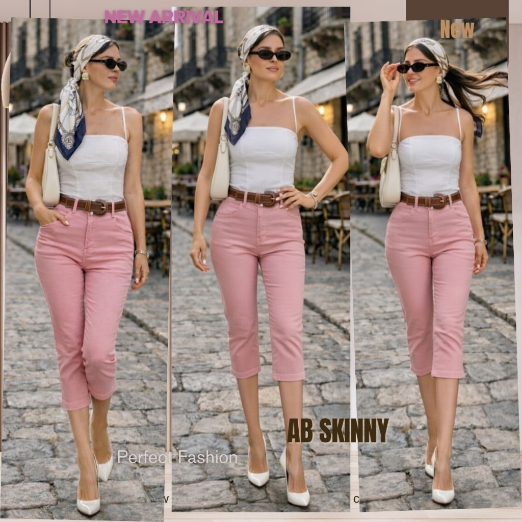 AB Skinny กางเกง 7 ส่วน สีกะปิของแท้ จากเพจดัง 350,000 Like กางเกง AB สกินนี่ยีนส์ผู้หญิง