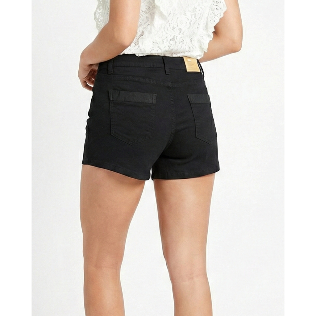 กางเกงยีนส์ ขาสั้น ผ้ายืด ผู้หญิง สีดำ MEDIA JEANS (PG17)