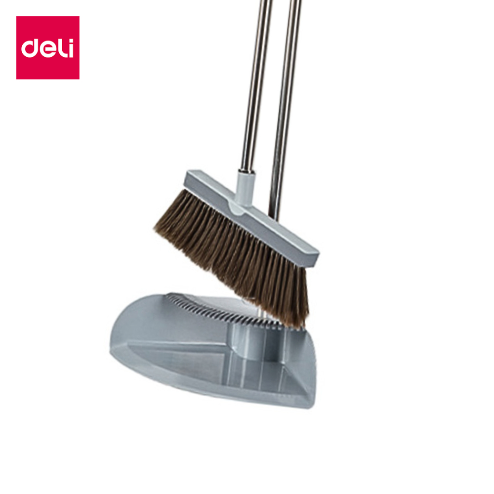 Deli ชุดไม้กวาด 2in1 พร้อมที่ตัก หน้ากว้างพิเศษ เก็บฝุ่นได้เยอะ ด้ามจับแข็งแรง ใช้งานง่าย Broom Set