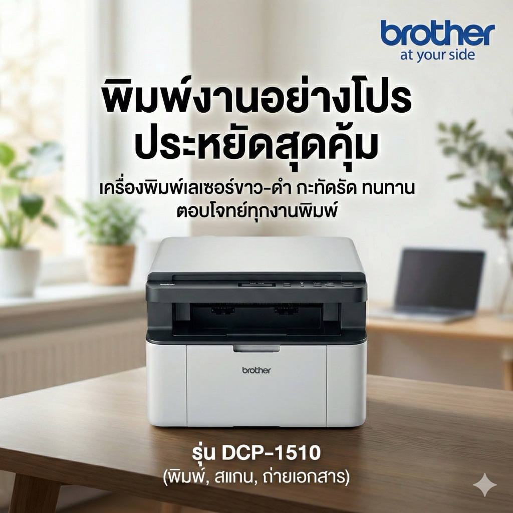 มัลติฟังก์ชันเลเซอร์ ขาวดำ Brother DCP-1510