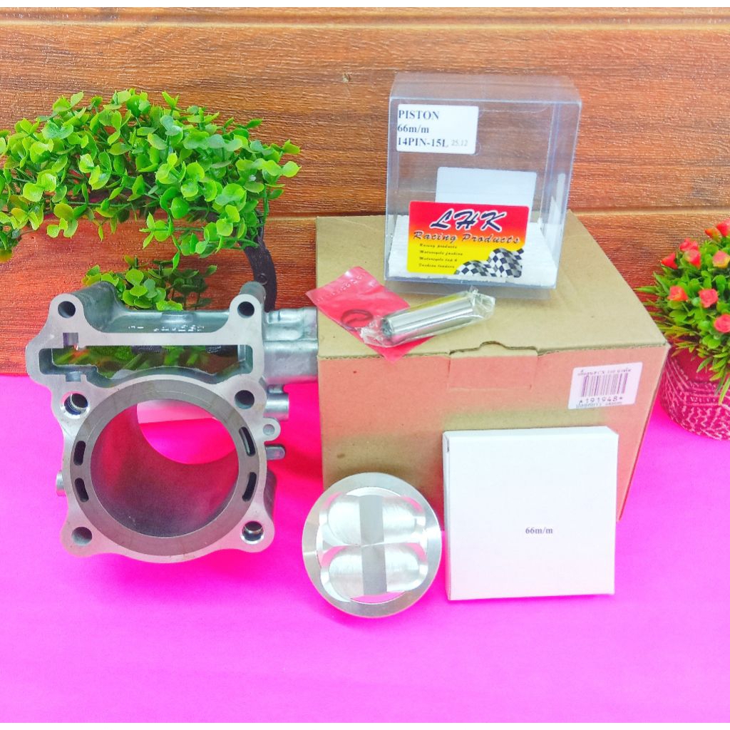 ชุดเสื้อสูบ PCX160 LEAD giorno ใส่รูป LHK 60 61 62 66 (P) (บ่าเต็มปลอกยาว) พร้อมเจาะรูน้ำท้ายปลอกยาว