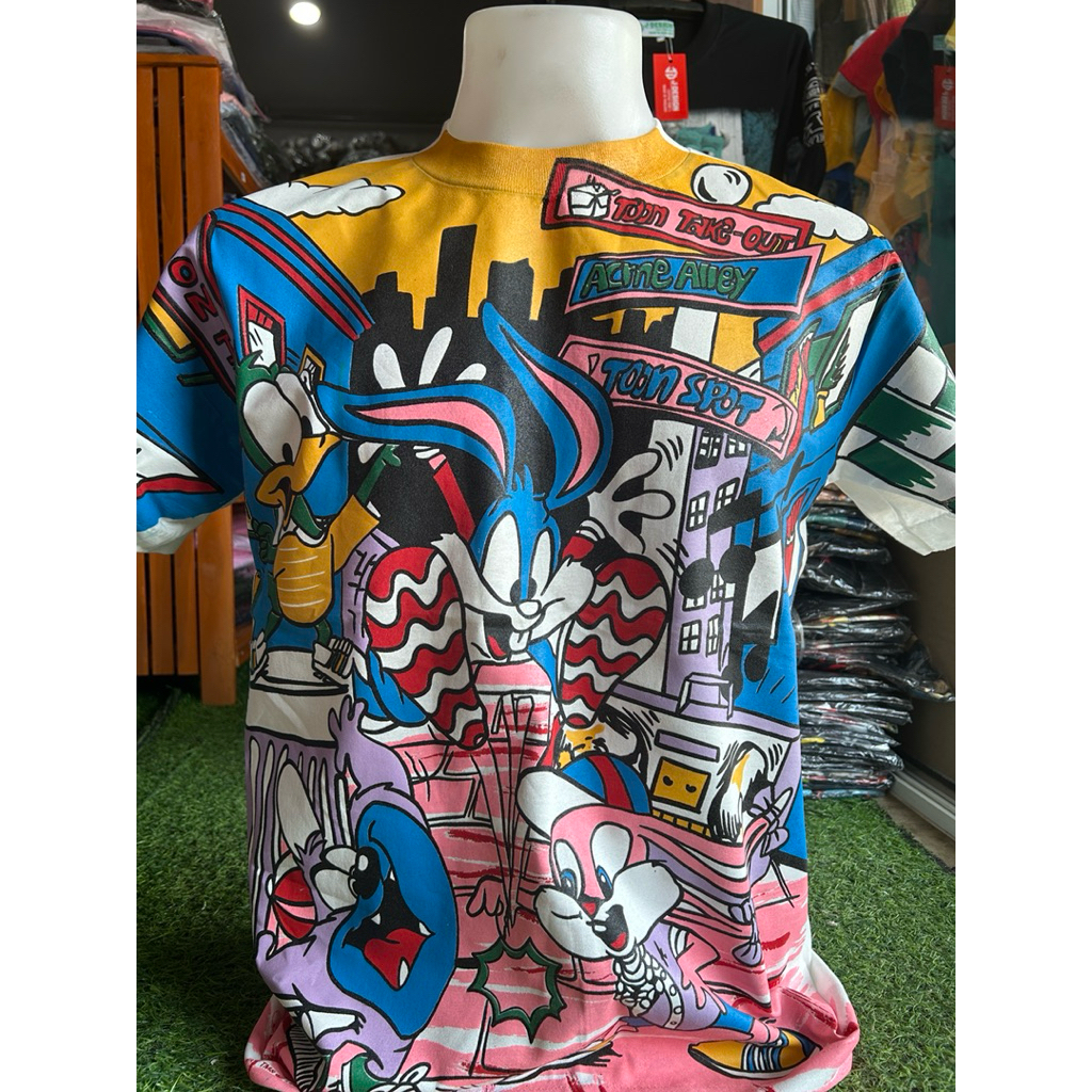 เสื้อ OVP ป้าย ไจแอนท์ ผ้าเก่าสกรีนใหม่ลายการ์ตูนสกรีนทั้งตัวหน้าหลัง