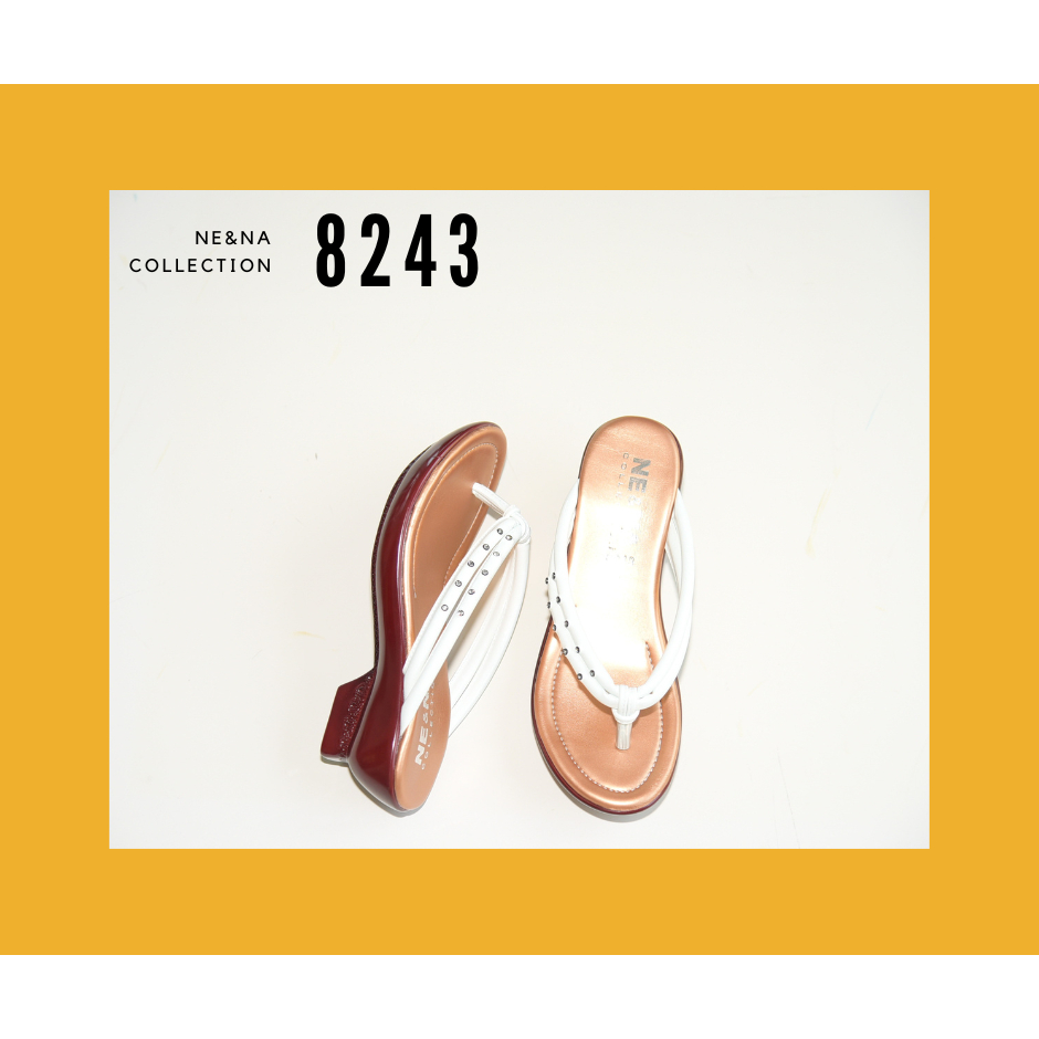 รองเท้าเเฟชั่นผู้หญิงเเบบเเตะหูหนีบส้นปานกลาง No. 8243 NE&NA Collection Shoes