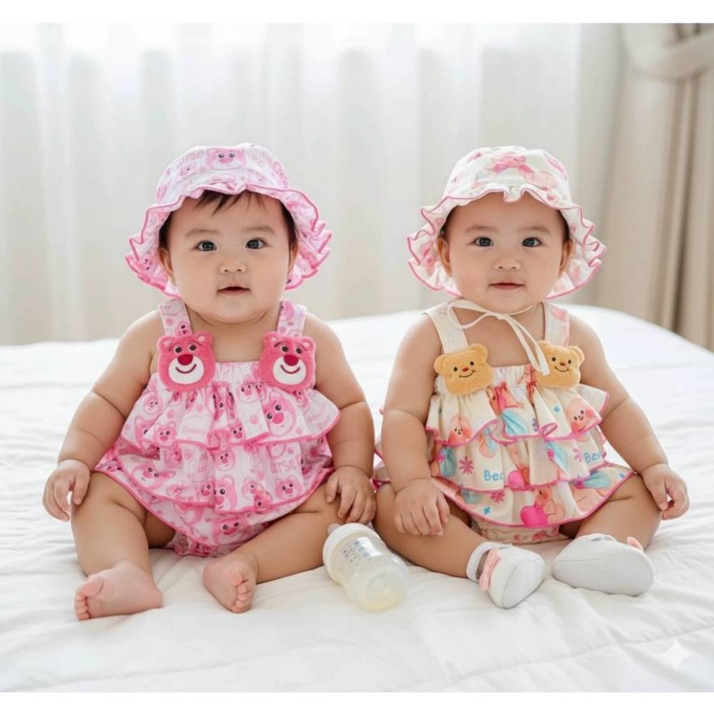 ชุดบอดี้สูทกระโปรง3ชั้น+หมวก ใส่หน้าร้อนน่ารัก(เด็กแรกเกิด-1ขวบ) ราคา ถูกที่สุด ดีลบีเคเค แกลเลอรีภาพที่ 4