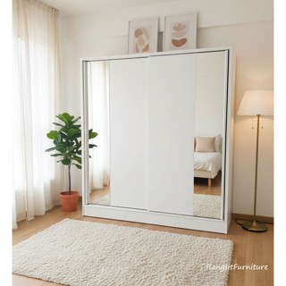 ตู้เสื้อผ้าบานเลื่อน180cm.สูง200cmสีขาว🔸ส่งฟรีในเขตที่กำหนด