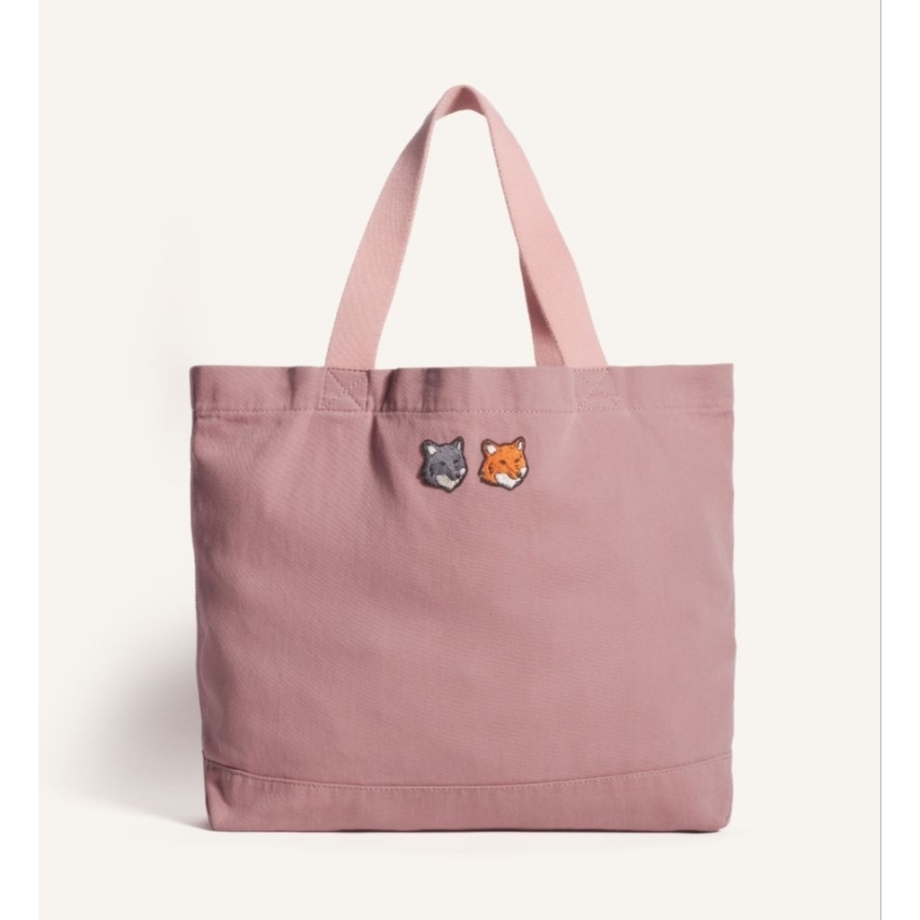 New Maison Kitsune double-fox head 🐺🦊tote bag ชมพู 🩷 น่ารักมากก แท้💯 พร้อมส่ง **ทักรีเชคสต็อกรายวันก