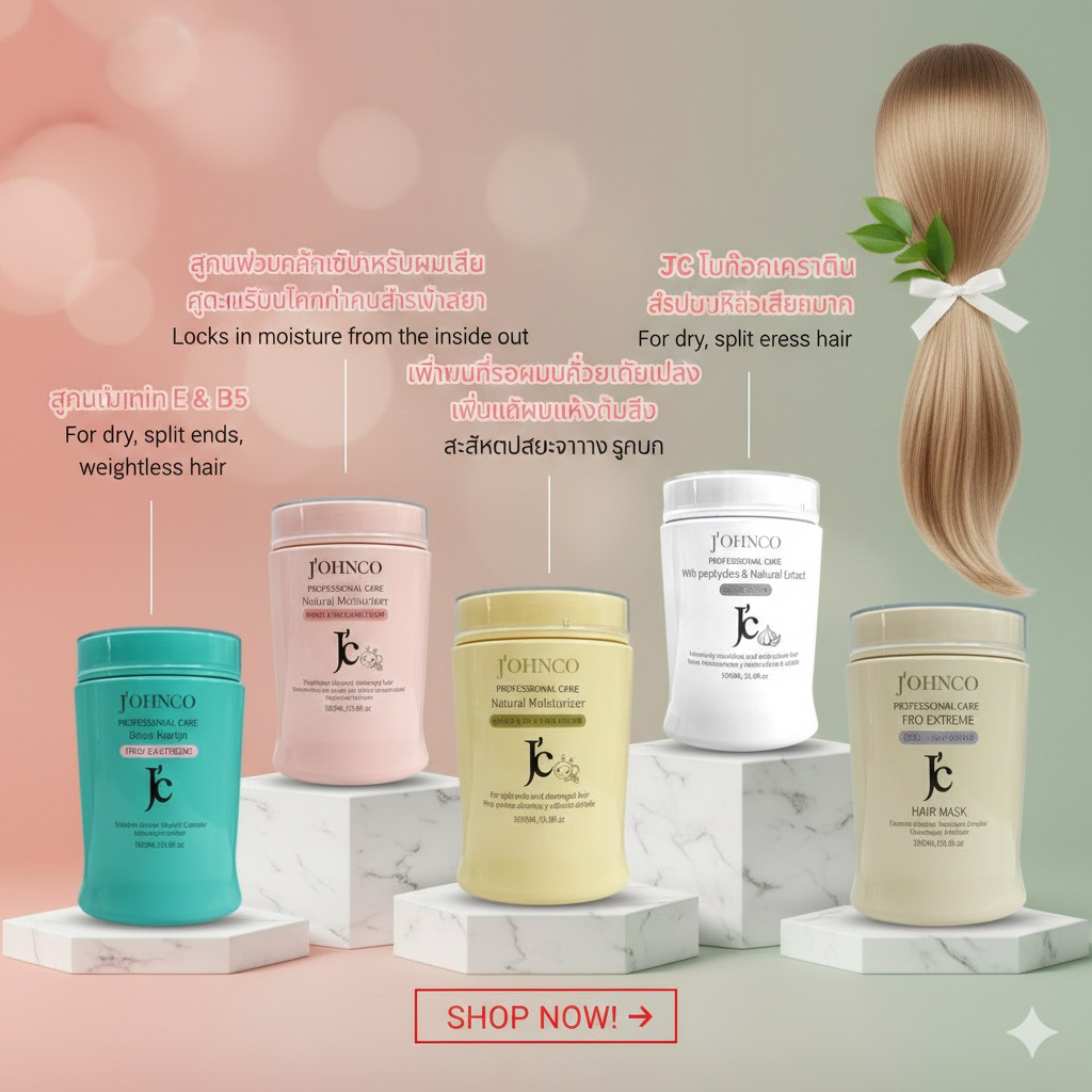 JC J’OHNCO Botox keratin Hair maskทรีทเม้นแก้ผมแห้งเสียแตกปลายไรน้ำหนัก ให้กลับมามีชีวิตชีวาอีกครั้ง