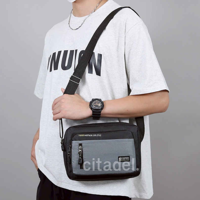 CITADEL กระเป๋าสะพายข้าง ผ้าไนลอน มีช่องใส่ ซิปเยอะ มีให้เลือก 4 สี ความจุเยอะ พร้อมส่งในไทย Z-040