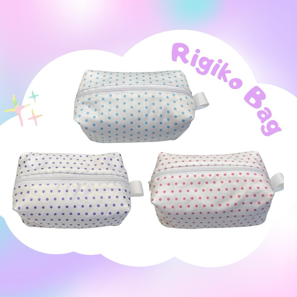 กระเป๋าเครื่องสำอางค์ สำหรับผู้หญิง ลายจุดโพกาดอท มี4สี สุดน่ารัก