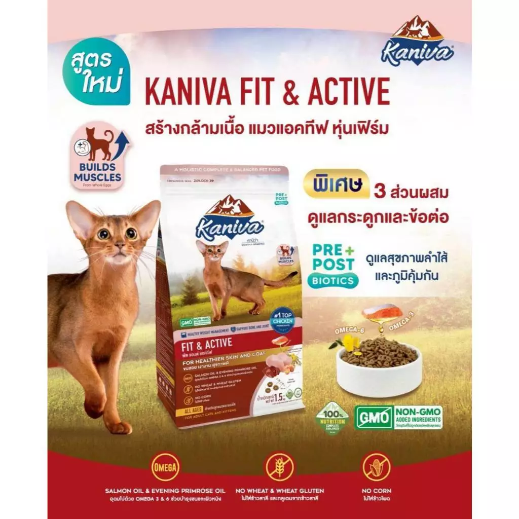 Kaniva อาหารแมว สูตรโฮลิสติก เกรนฟรี บำรุงขนผิวหนัง 1-1.5 kg thumbnail 4
