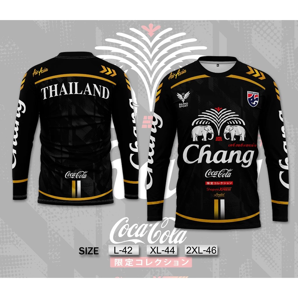 เสื้อแขนยาวลายช้างไทยแลนด์-สีดำ(Black Edition) ใส่สบายไม่ต้องรีด งานกราฟิกเท่ๆ