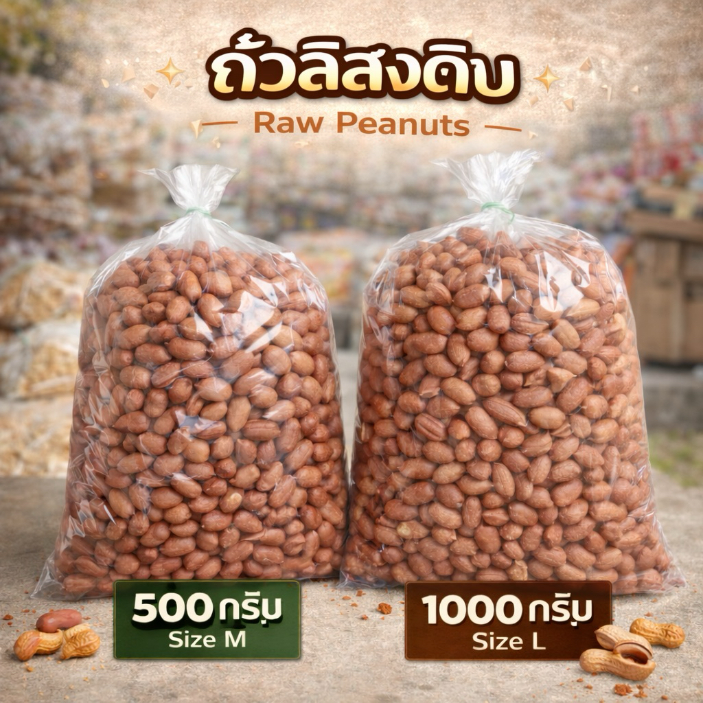 ถั่วลิสงดิบ คัดเม็ดสวย ใหม่ สด สะอาด สำหรับคั่ว