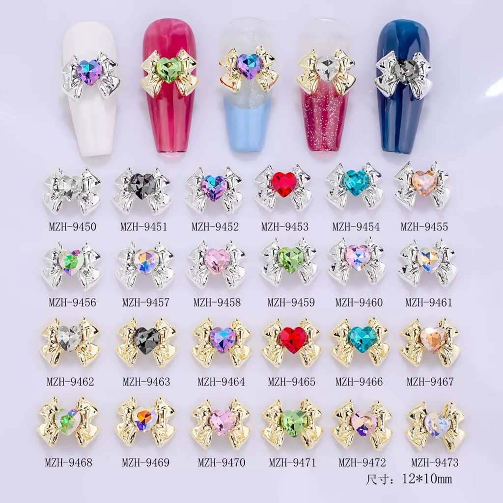 โบว์เพชรสำหรับแต่งเล็บ 10ชิ้น ต่อแพ็ค