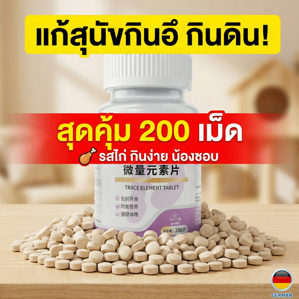 PetClear Trace Element (200 Tablets) อาหารเสริมสุนัขและแมว แก้เบื่ออาหาร เสริมภูมิคุ้มกัน เม็ดใหญ่ สุดคุ้มทานได้ 3 เดือน