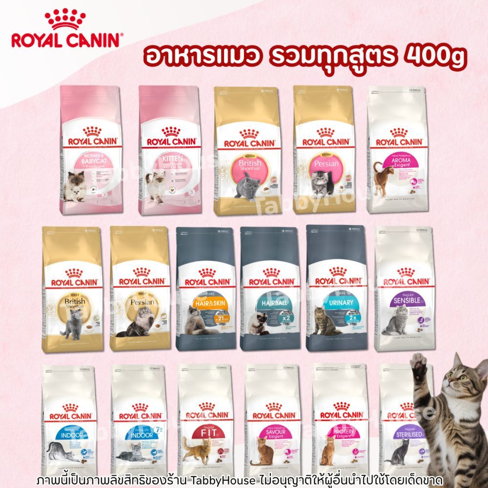 [400g]  Royal Canin  อาหารเม็ดแมว ครบทุกสูตร ถุงขนาด 400 กรัม  อาหารแมวเกรดดี  พรีเมี่ยม  โรยัลคานิน