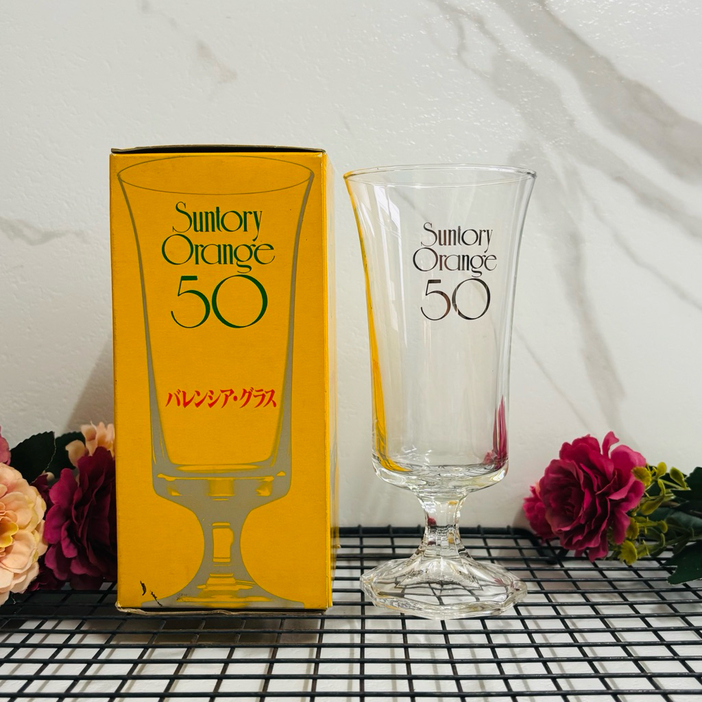 แก้วไวน์ SUNTORY ORANGE 50 Valencia Glass มือสอง จากญี่ปุ่น